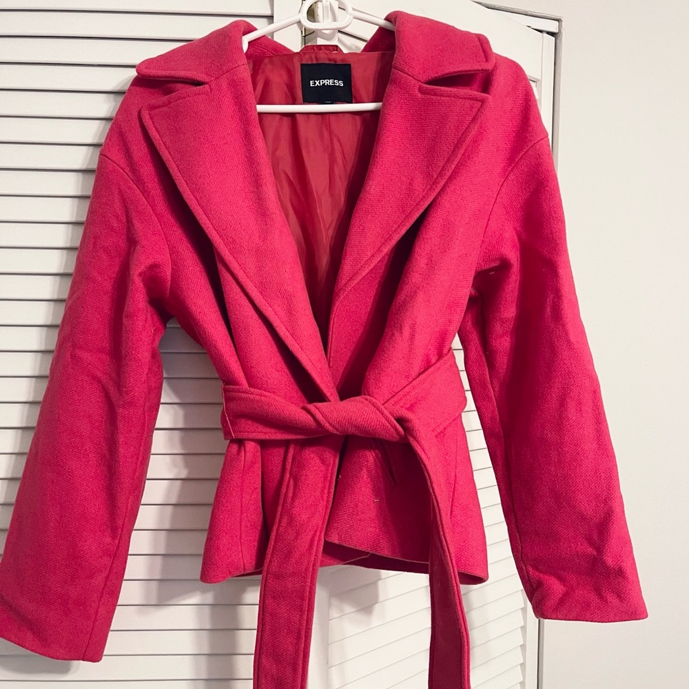 Express Pink Wrap Coat